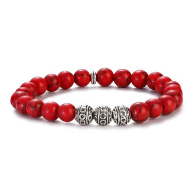 8MM Stone Beaded Bracelets Yoga Healing Bracelet Tibetan Handmade For Women Men - Image 1 of 4
