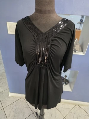 Blusa Top Covington Mujer 20/22 Negra Cuello en V Usada en Excelente Condición Foto 1 de 2