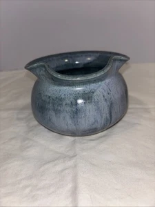 Handmade Blue Art Pottery Crimped Pitcher Signed 3” - Picture 1 of 3