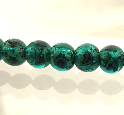 Czech FOIL Beads with FLOWERS 6mm Emerald (25 pcs) - Image 1 of 2