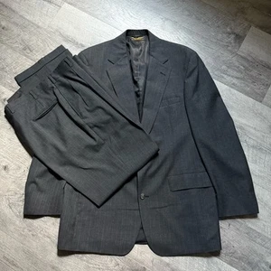 Brooks Brothers Made in USA Union Made Gray Pinstripe 2 Button 100% Wool Suit 46 - Picture 1 of 23
