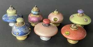 Susan Goldstick Cabinet/Whimsigoth Furniture Hardware/ 7 Multicolor Knobs - Picture 1 of 20
