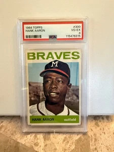 1964 Topps Hank Aaron #300 Milwaukee Braves PSA Graded 4 VG-EX - Picture 1 of 2