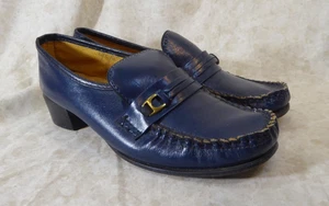 Zapatos para mujer mocasines de tacón de cuero marrón talla 81/2B vintage - Imagen 1 de 9