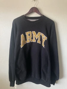Army USA VINTAGE Sweatshirt Black Men's Large Y2K Steve and Barry's Heavyweight  - Picture 1 of 5
