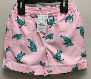 Crewcuts Toddler Boys Lined Swimsuit Sz 3 Pink With Turtles And Pockets New - Picture 1 of 8