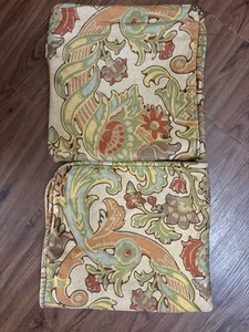 Pottery Barn SIMONE 2 Euro  Pillow Shams, Cotton Linen Blend Jacobean - Picture 1 of 12
