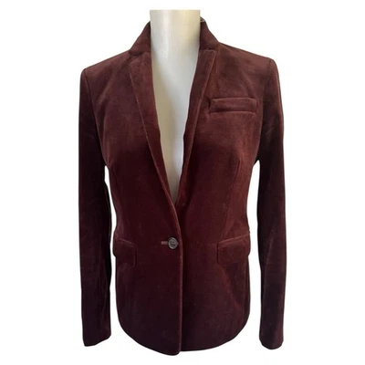J. Chaqueta Blazer Crew Regent Forrada de Terciopelo para Mujer Talla 2P Borgoña Foto 1 de 4