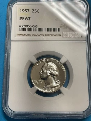 1957 25c SILVER Washington Quarter NGC PF67 - Image 1 of 2