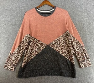 Maurices Women Plus Sz 0 Crewneck Animal Print Long-Sleeve Sweatshirt Multicolor - Picture 1 of 9