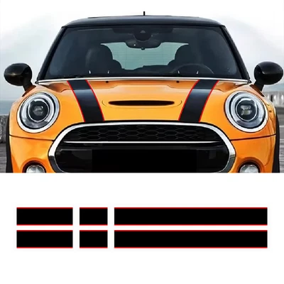 FIT FOR MINI BONNET RACING STRIPES FOR COOPER S VINYL GRAPHICS DECALS R55 R56 Foto 1 de 4
