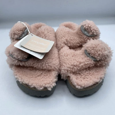 Birkenstock Papillio Pink Shearling Fur Sandals Womens 36 US 5 Boho Casual NWOB - Image 1 of 4