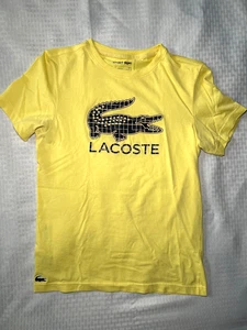 Lacoste Men's Ultra Dry Crocodile Logo T-Shirt Yellow Sz S Free Shipping! - Picture 1 of 6