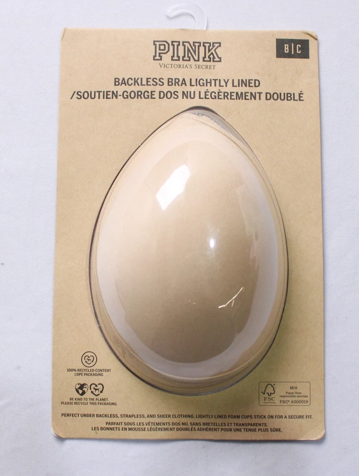 Sutiã feminino rosa Victoria's Secret sem costas levemente forrado SV3 bege tamanho B/C - Imagem 1 de 4