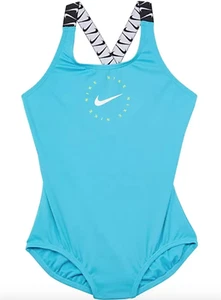 Nike A5739 Girl's Logo Tape Cross-Back One-Piece Swimsuit Size Medium - Picture 1 of 1