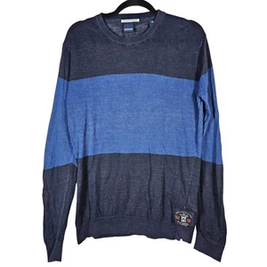 SCOTCH & SODA Sweater Mens sz S Navy Blue Linen Cotton Pullover Crew Neck Preppy - Picture 1 of 14