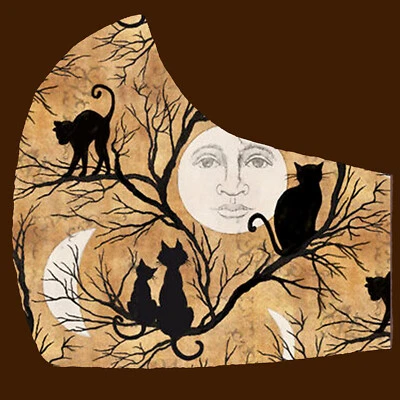  Face Mask black cats spooky tree Halloween moon haunted Filter Adult - Image 1 of 4