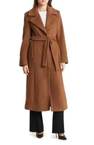 NEW DONNA KARAN NEW YORK Notch Collar Wool Blend Coat VICUNA SIZE 10/AUTHENTIC - Picture 1 of 5