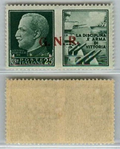 REPUBBLICA SOCIALE GNR-1944-MNH-25c Marina (13/IIec) R punto grosso-Brescia - Picture 1 of 1