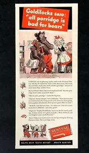 1940 Dentyne Gum Publicidad Ricitos de Oro y Tres Osos Obra de Arte De Colección Impresión AD - Imagen 1 de 1