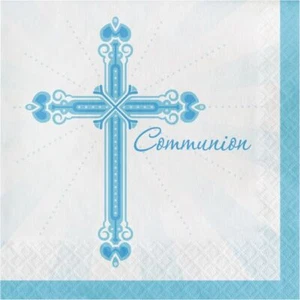 Blessings Blue Communion Lunch Napkins Paper 36 Per Pack Religious Decorations - Picture 1 of 1