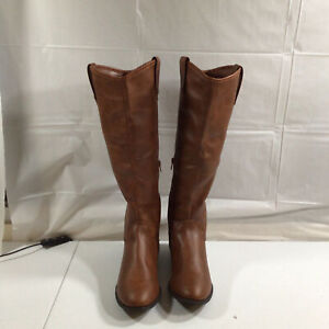 London Fog Womens LFW-IRIE Cognac Knee High Riding Boots Size US 10M Used