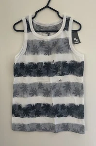TCP Sport Boys Lightweight Striped Palm Tree Sleeveless Muscle Tee Gray S 5/6 - Picture 1 of 3