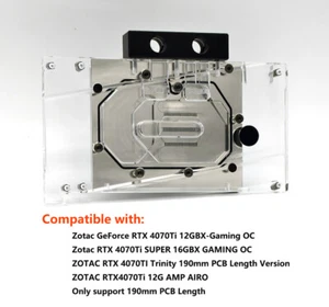 GPU Block For ZOTAC RTX4070TI X-GAMING/4070TI Trinity 190mm PCB Length Version - Photo 1/9