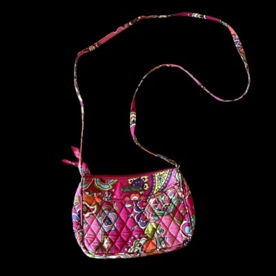 Vera Bradley ROSA REMOLINOS On The Go Bolso de Hombro Bandolera Ajustable Bolso de Mano Pequeño Foto 1 de 3