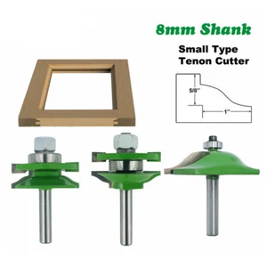 3pcs 8mm''Shank Cabinet Rail + Stile Tenon Router Bit Cutter Tools Sets Woodwork - Picture 1 of 10