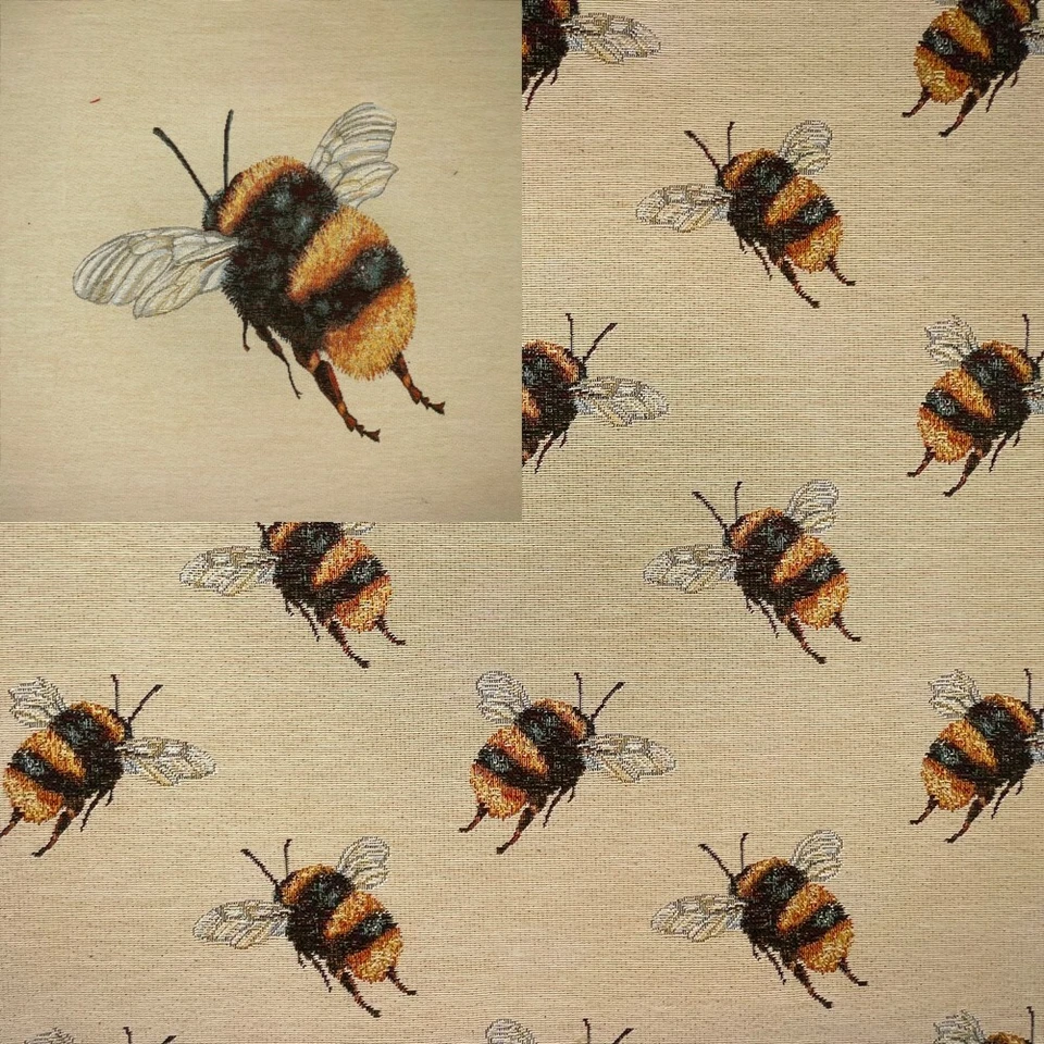 Tapestry Fabric Bumble Bee or Panel Upholstery Furnishings Curtains 140cm Wide — 第 1/1 张图片