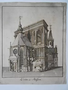 Dom zu Meißen Misena Sachsen Handzeichnung von E. Rösch 1806 Baugeschichte - Bild 1 von 4