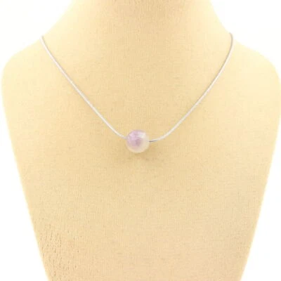 Pietre E Minéraux. Collana 1 Perla Mica Viola Di Tanzania 8 Mm. Catena IN AC - Immagine 1 di 4