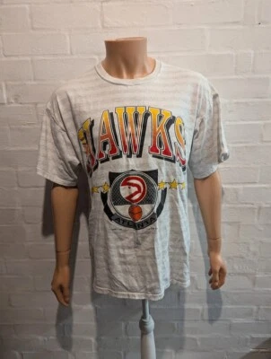 Camiseta basquete vintage 1991 NBA Atlanta Hawks ponto único GG EUA - Imagem 1 de 4