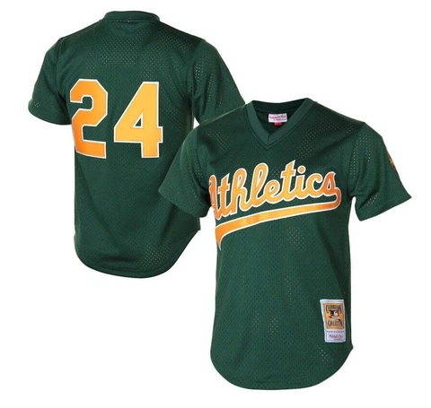 Authentic Mitchell & Ness Oakland A's #24 Baseball Jersey New Mens Sizes $100 Cover