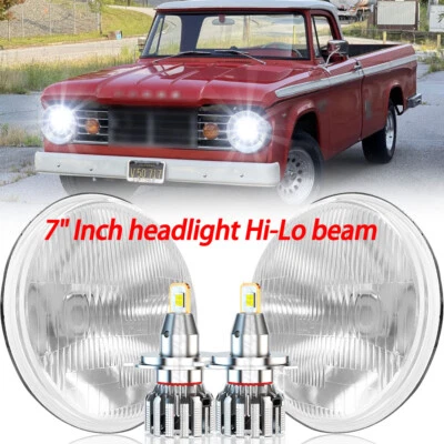 Fits dodge D100 D150 D200 D300 7"inch Round Headlight High/Low Beam Bulbs DOT - Image 1 of 4