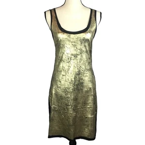 Tory Burch Aventurine Gold Foil Print Jersey Dress Womens XS Black NWT MSRP $195 - Picture 1 of 9