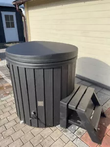 Eisbad Tauchbecken Cold Plunge Tub Ø 100 cm aus WPC-Bretter, GFK, Thermodeckel - Bild 1 von 8
