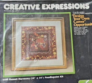 Vintage Needlepoint Kit Stamped RUSSET HARMONY Fall Floral Butterfly Unopened - Picture 1 of 5