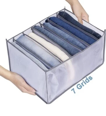 Wardrobe Clothes Organizer for Jeans 7 Grids Larger Clothing Storage Organizer  - Image 1 of 4