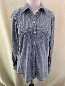 Banana Republic Navy Blue & White Checkered Button-up Shirt - Large - Picture 1 of 9