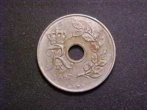 1967 Denmark 25 Ore KM# 855.1- Very Nice Circ Collector Coin!-d9115xux - Picture 1 of 2