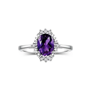 RYLOS Sterling Silver Ring 7x5MM Gemstone & Diamonds Birthstone Jewlry Size 5-10 - Picture 1 of 30