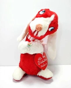 Peluche vintage Timely Toys perro de San Valentín, 13" flores rojas etiqueta y cinta años 50-60? - Imagen 1 de 9