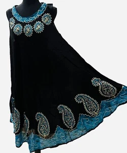 Womens Summer Sundress Umbrella Tie Dye Print Floral Beach Resort Wear Boho - Picture 1 of 1