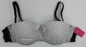 Nuevo con etiquetas Blush 8697 Sujetador Acolchado Sin tirantes Blanco/Negro lunares, 36C - Imagen 1 de 8
