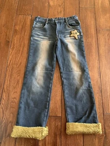 Chic Boys Fleece Lined Boys Jeans Sz 15 Cuffed Adjustable Straight Leg Western - Picture 1 of 12