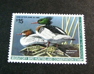 US Duck Stamps Scott # RW61 Red-breasted Mergansers 1994 MNH L494  - Bild 1 von 2
