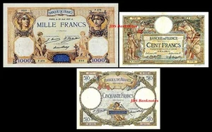 2x 50, 100, 1000 Fr. - Edition 1923 - 1937 - Reproduction - 13 - Picture 1 of 6