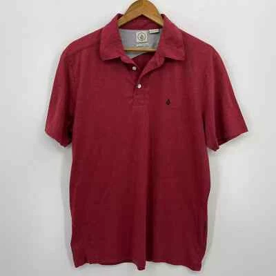 Volcom Polo Shirt Men's Size L Red Logo Collared Short Sleeve Pullover Cotton - Image 1 of 4